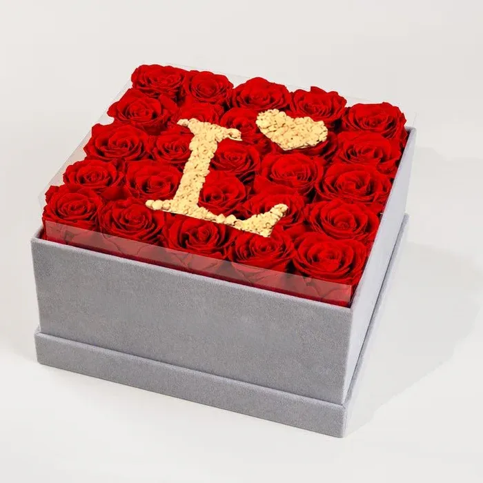 Glitter Rose Box With Initial Couple Gift