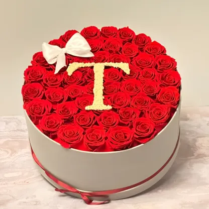 Glitter Rose Box With Initial Couple Gift