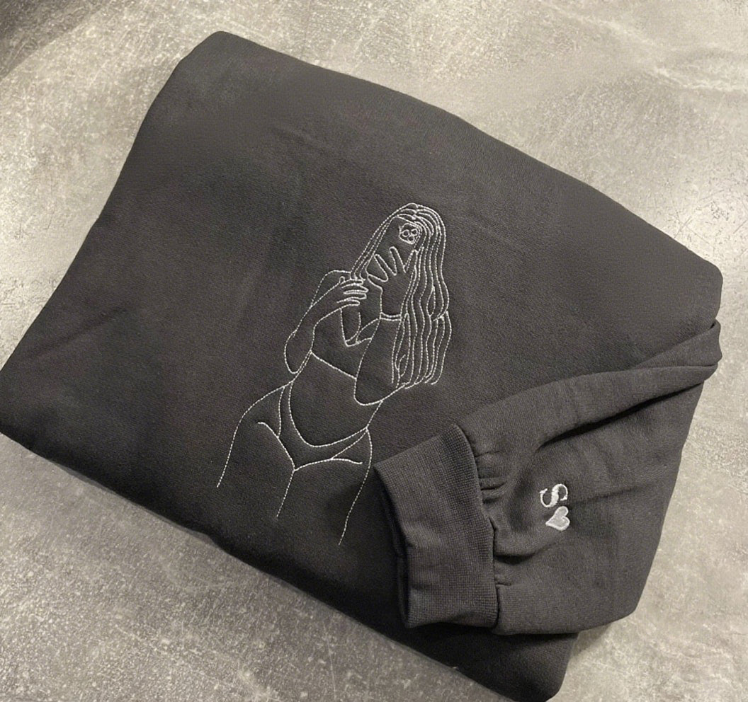 Custom Embroidered Spicy Portrait Sweatshirt, Personalized Couple Sweatshirt, Gift For Boyfriend