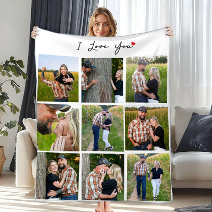 Custom Photo Blanket Gift for Couples Family