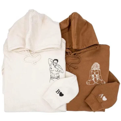 Embroidered Spicy Sweatshirt for Boyfriend, Custom Portrait Sweatshirt From Your Photo, Best Gift for Couple