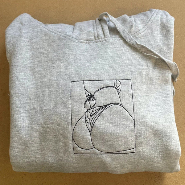 Embroidered Spicy Sweatshirt for Boyfriend, Custom Portrait Sweatshirt From Your Photo, Best Gift for Couple