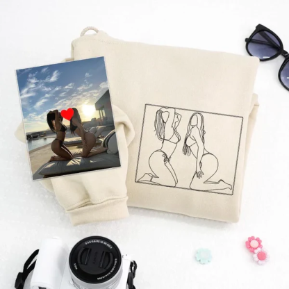 Embroidered Spicy Sweatshirt for Boyfriend, Custom Portrait Sweatshirt From Your Photo, Best Gift for Couple