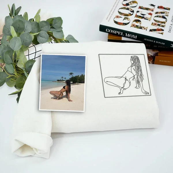 Embroidered Spicy Sweatshirt for Boyfriend, Custom Portrait Sweatshirt From Your Photo, Best Gift for Couple