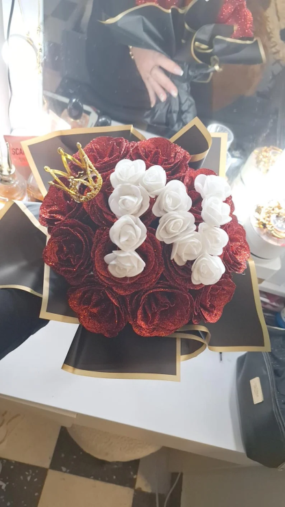 Personalized DIY Glittery Eternal Rose Bouquet with Initial