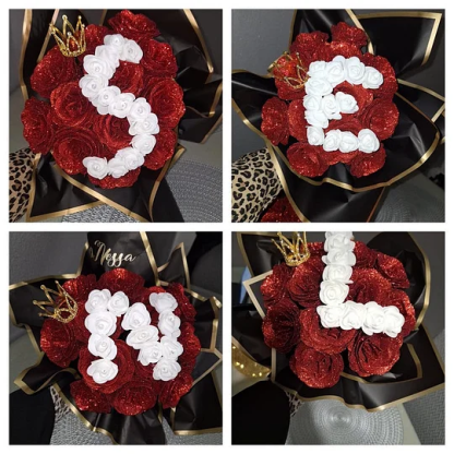 Personalized DIY Glittery Eternal Rose Bouquet with Initial