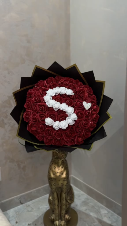 💕 Glitter Rose Bouquet 💕 Personalized Glittery initial Eternal Rose Bouquet