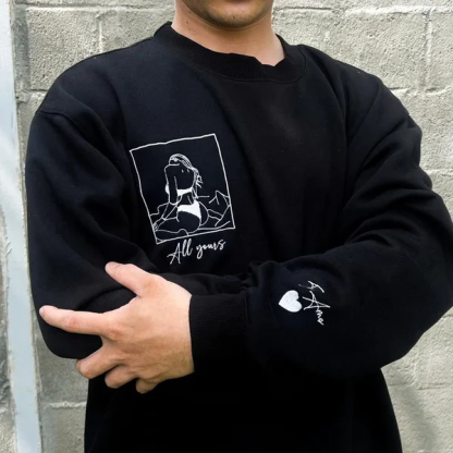Embroidered Spicy Sweatshirt for Boyfriend, Custom Portrait Sweatshirt From Your Photo, Best Gift for Couple