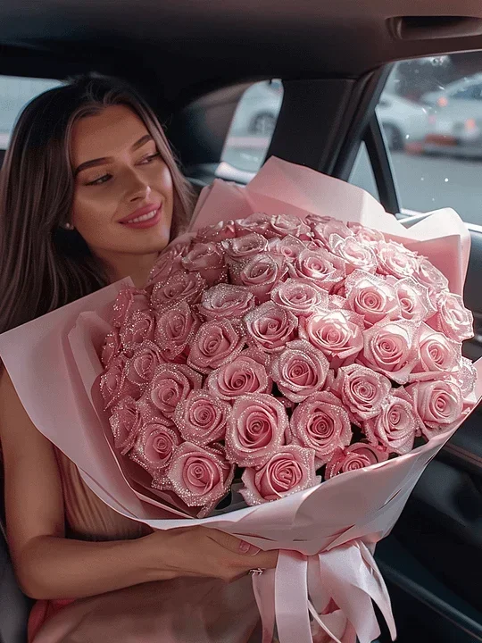 Personalized DIY Glittery Eternal Rose Bouquet with Initial