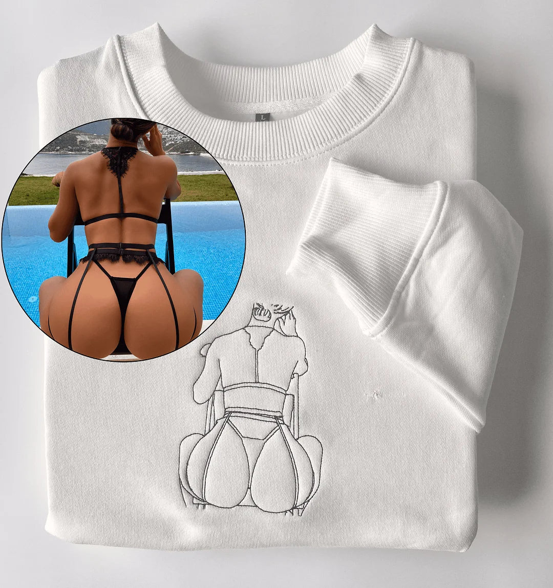 Custom Embroidered Spicy Portrait Sweatshirt, Personalized Couple Sweatshirt, Gift For Boyfriend