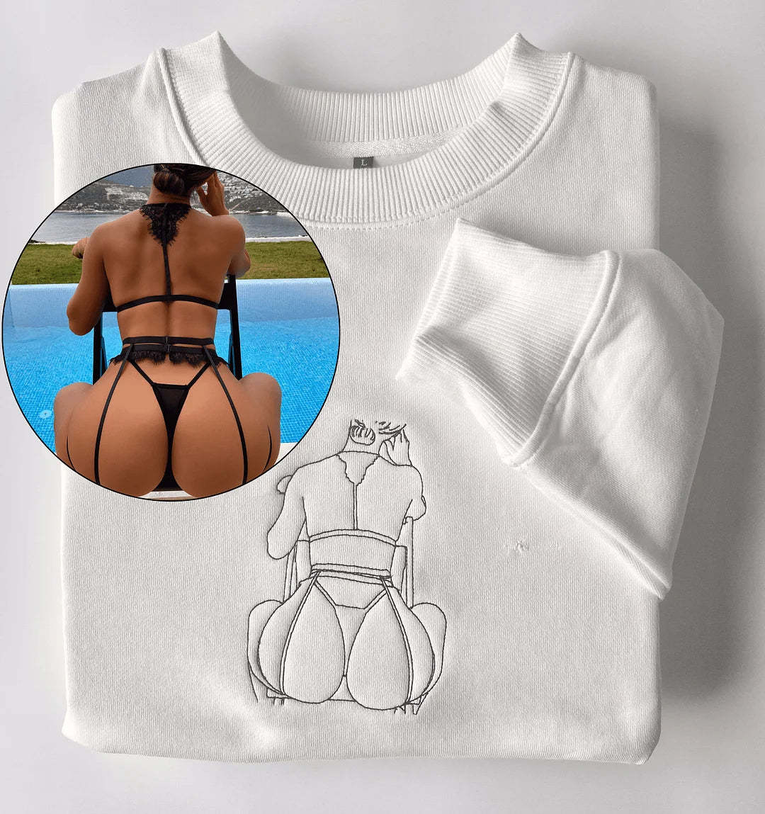 Custom Embroidered Spicy Portrait Sweatshirt, Personalized Couple Sweatshirt, Gift For Boyfriend