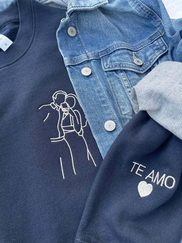 Custom Embroidered Spicy Portrait Sweatshirt, Personalized Couple Sweatshirt, Gift For Boyfriend