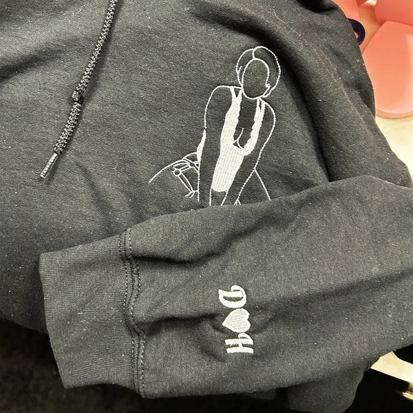 Embroidered Spicy Sweatshirt for Boyfriend, Custom Portrait Sweatshirt From Your Photo, Best Gift for Couple