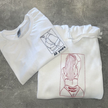 Embroidered Spicy Sweatshirt for Boyfriend, Custom Portrait Sweatshirt From Your Photo, Best Gift for Couple