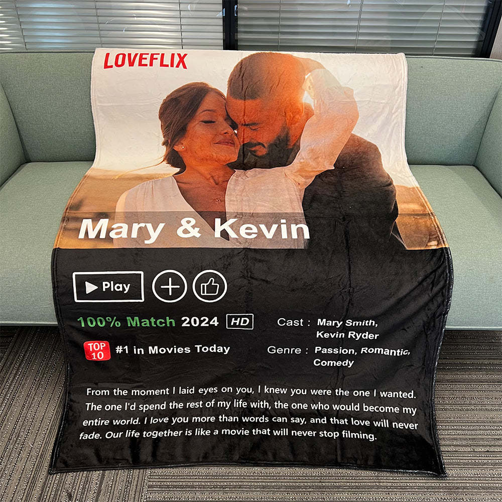 ⭐️ Custom LOVEFLIX Movie Photo Blanket with Your Love Story