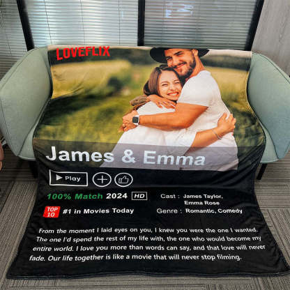 ⭐️ Custom LOVEFLIX Movie Photo Blanket with Your Love Story