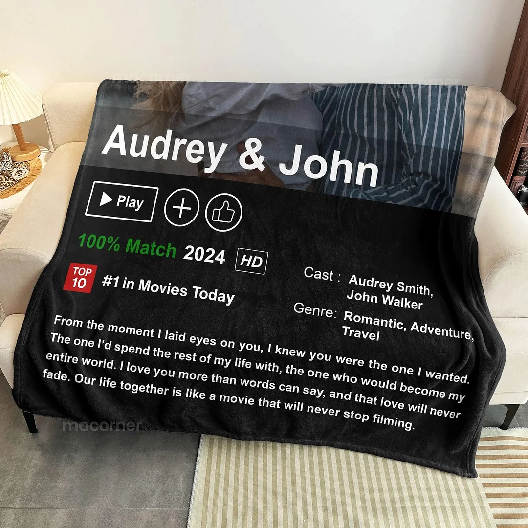 ⭐️ Custom LOVEFLIX Movie Photo Blanket with Your Love Story
