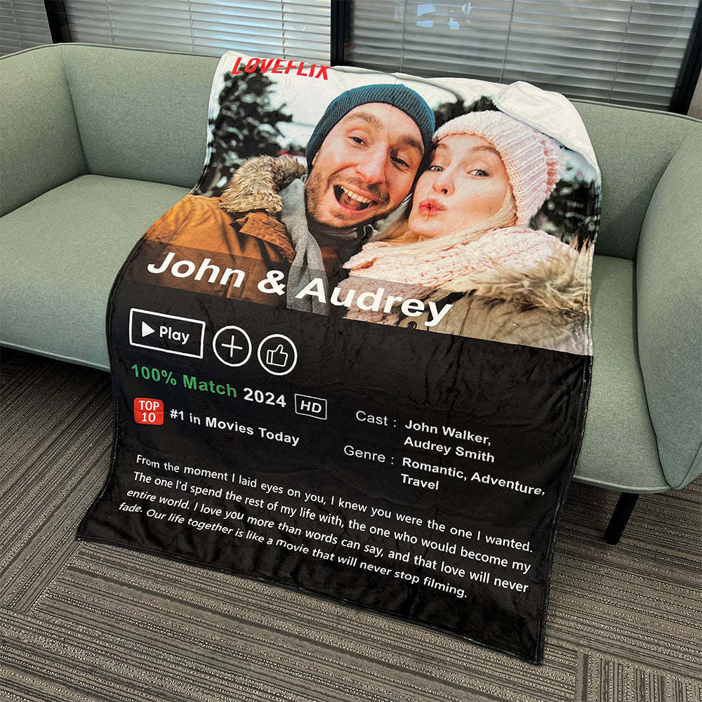 ⭐️ Custom LOVEFLIX Movie Photo Blanket with Your Love Story