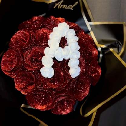 💕 Glitter Rose Bouquet 💕 Personalized Glittery initial Eternal Rose Bouquet