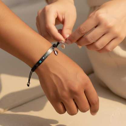 Custom Bar Bracelet Matching His Hers Jewelry Couple Engraving Heart Magnetic Valentine's Day Gifts