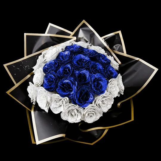 Personalized DIY Glittery Eternal Rose Bouquet with Initial