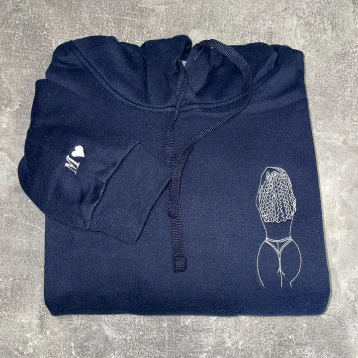 Custom Embroidered Spicy Portrait Sweatshirt, Personalized Couple Sweatshirt, Gift For Boyfriend