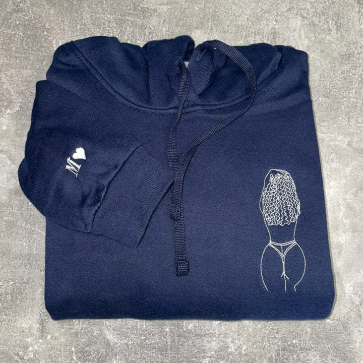 Custom Embroidered Spicy Portrait Sweatshirt, Personalized Couple Sweatshirt, Gift For Boyfriend