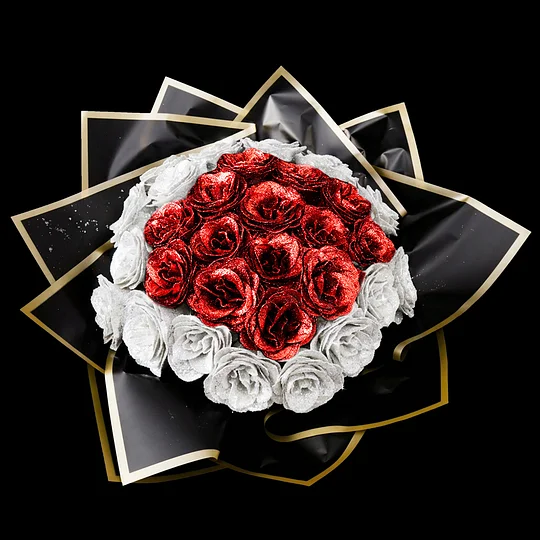 Personalized DIY Glittery Eternal Rose Bouquet with Initial