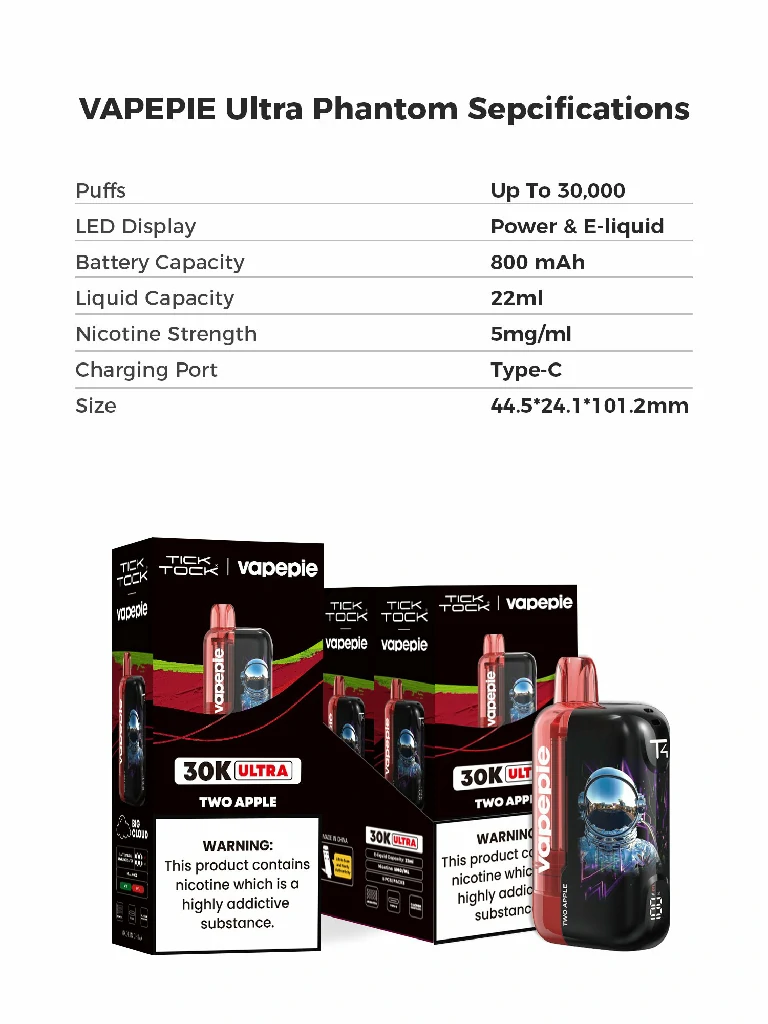 Vapepie Ultra Phantom Flavors High Puff Vape USA 2025