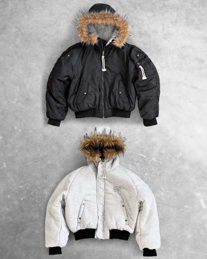 REAVEN BLACK FUR BOMBER JACKET