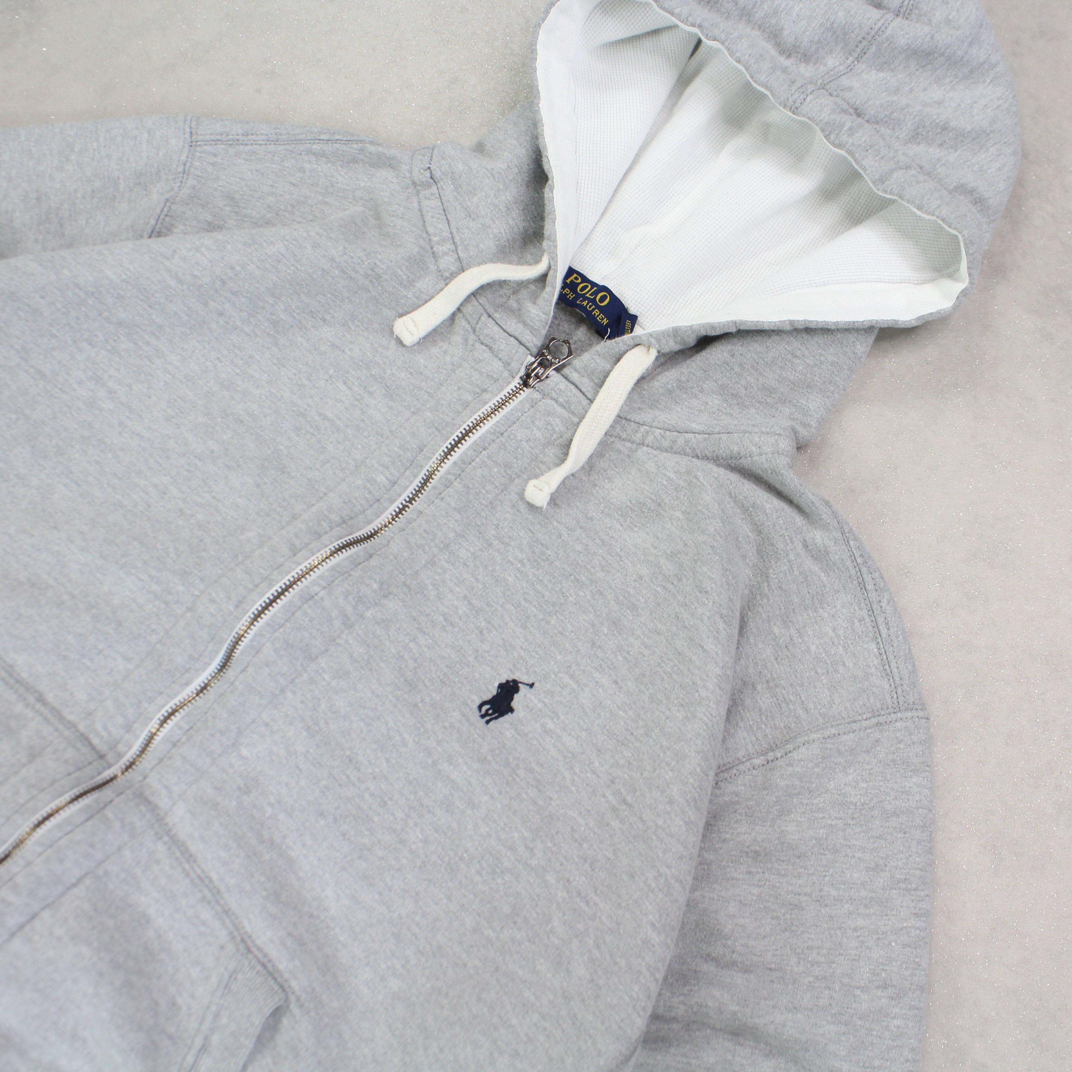 2000s Ralph Lauren Zip Hoodie Grey - (M)
