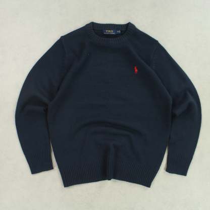 RARE 1990s Ralph Lauren Knitted Jumper Navy - (S)