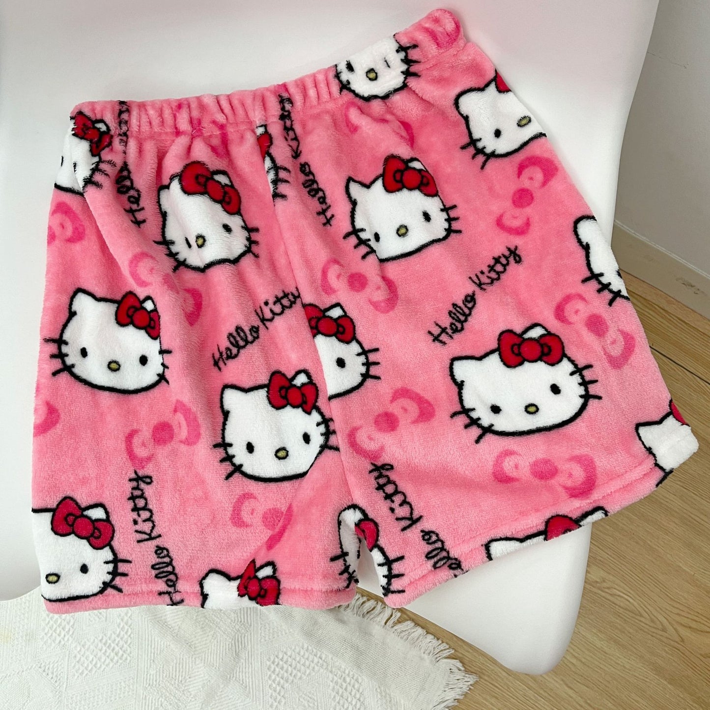 Hello Kitty Women Pajama Shorts Stretch Strip Sleepwear Pj Bottoms Sleep Shorts