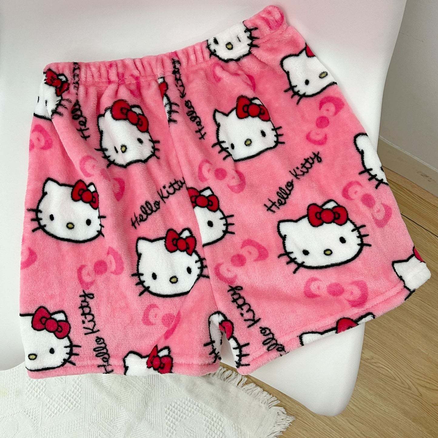 Hello Kitty Women Pajama Shorts Stretch Strip Sleepwear Pj Bottoms Sleep Shorts