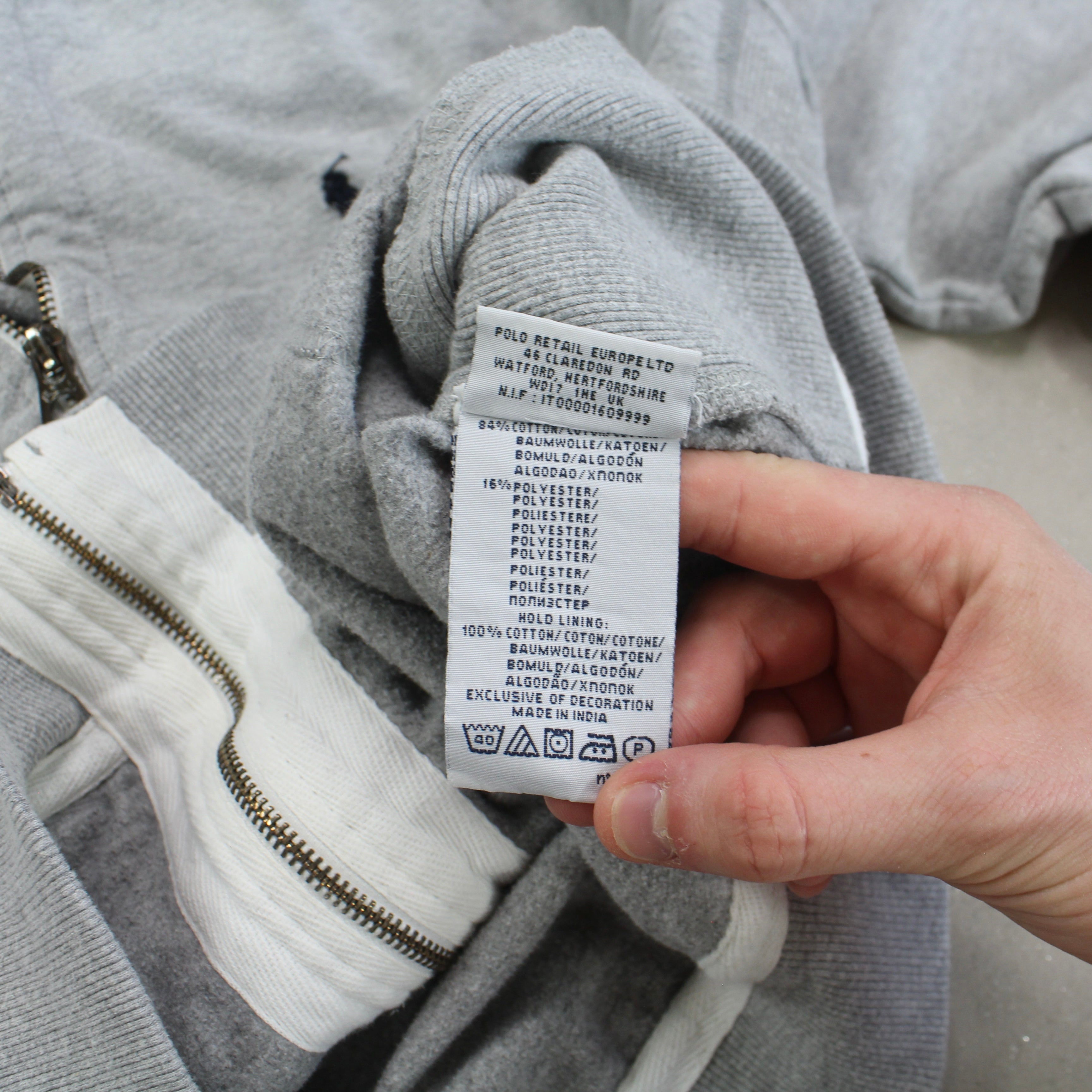 2000s Ralph Lauren Zip Hoodie Grey - (M)