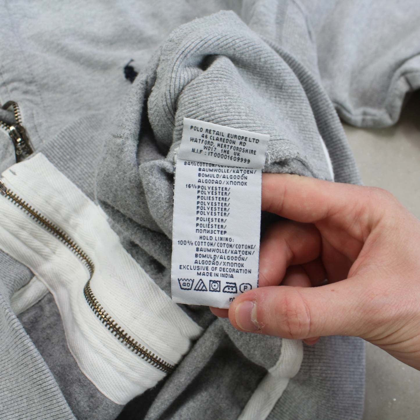 2000s Ralph Lauren Zip Hoodie Grey - (M)