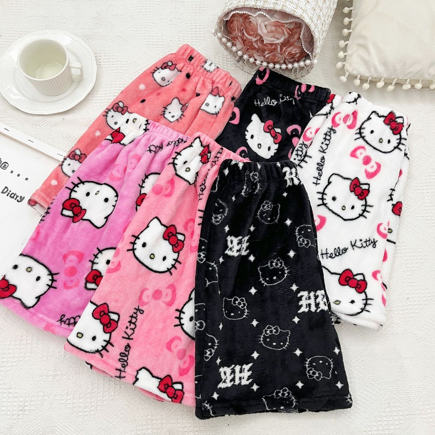Hello Kitty Women Pajama Shorts Stretch Strip Sleepwear Pj Bottoms Sleep Shorts