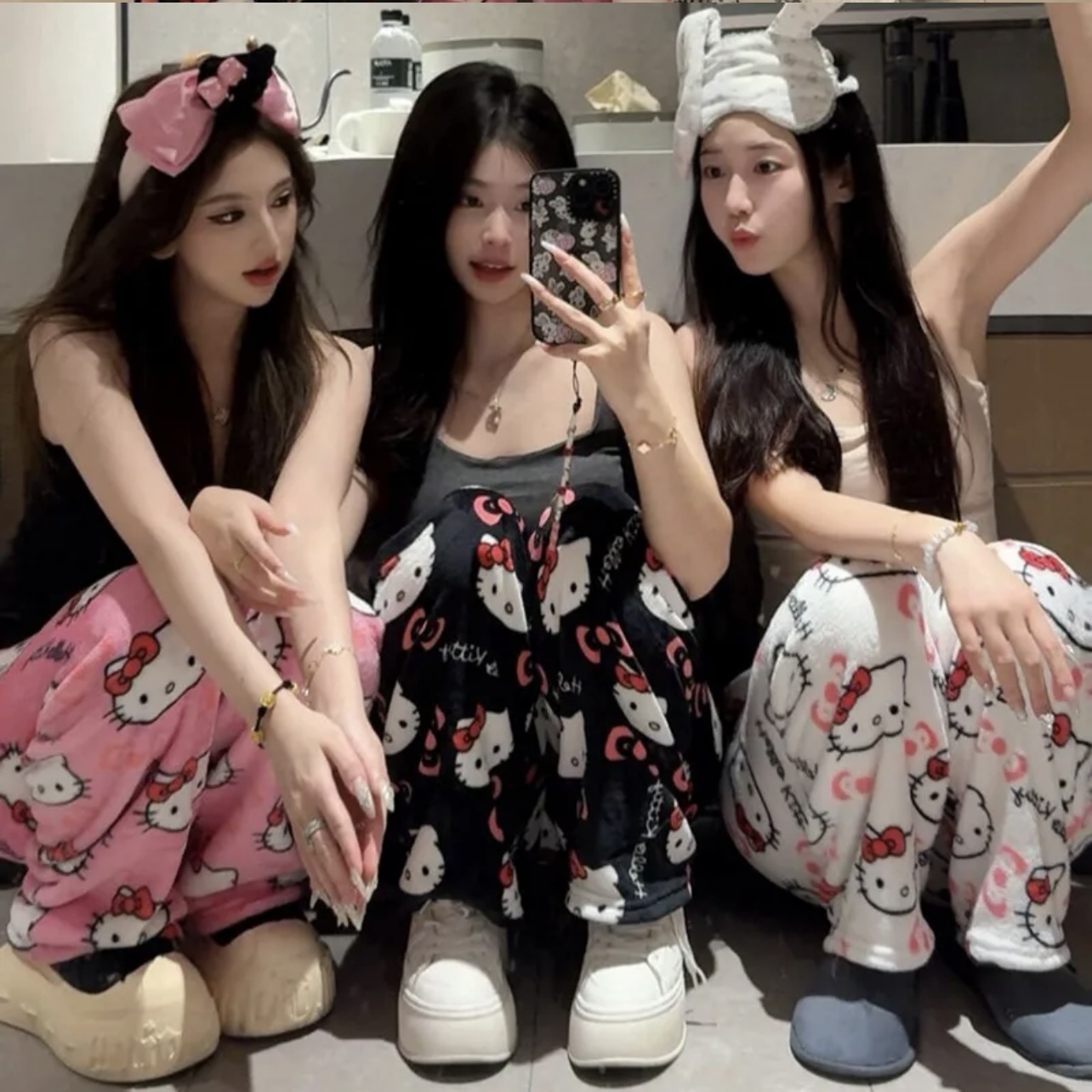 Hello Kitty & Spider-Man Fuzzy Pajama Pants