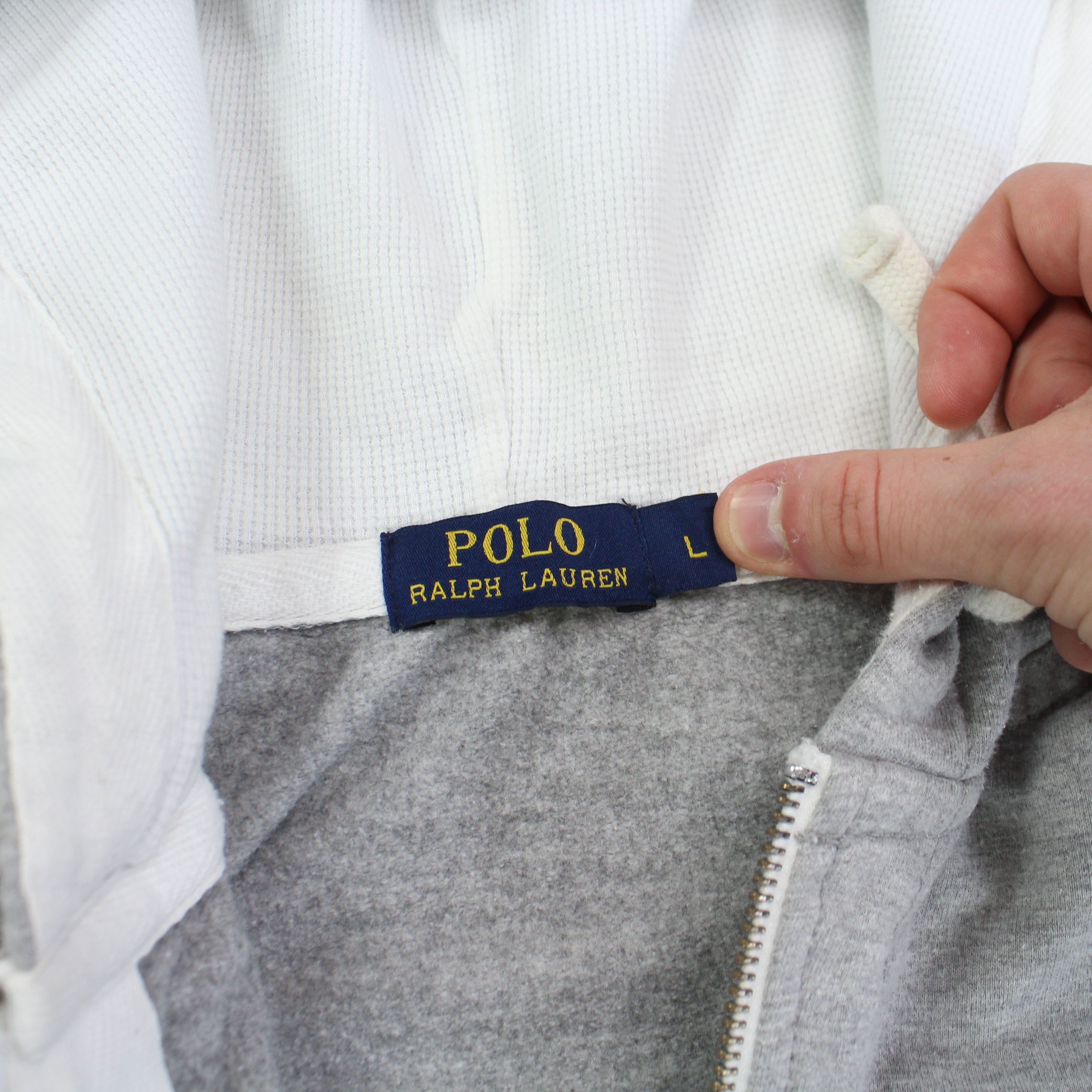 2000s Ralph Lauren Zip Hoodie Grey - (M)