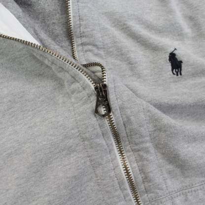2000s Ralph Lauren Zip Hoodie Grey - (M)
