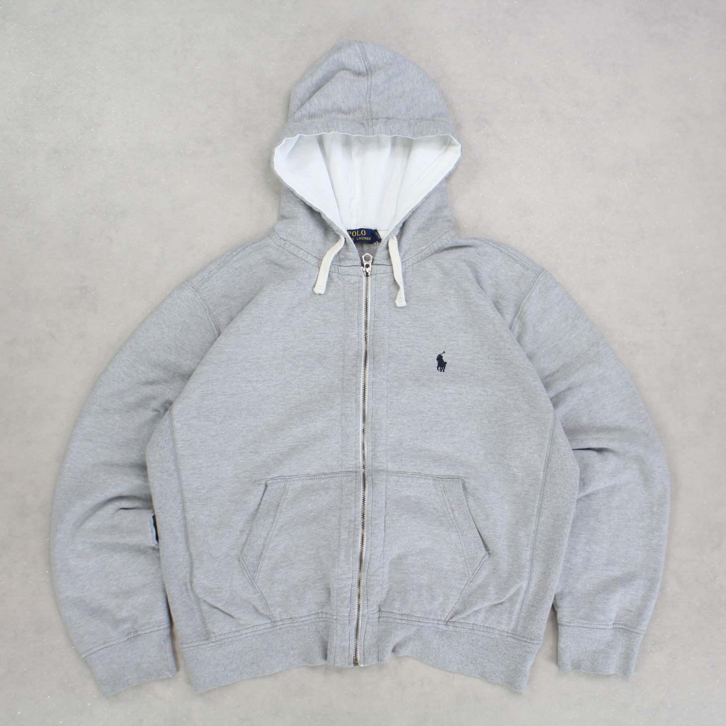 2000s Ralph Lauren Zip Hoodie Grey - (M)