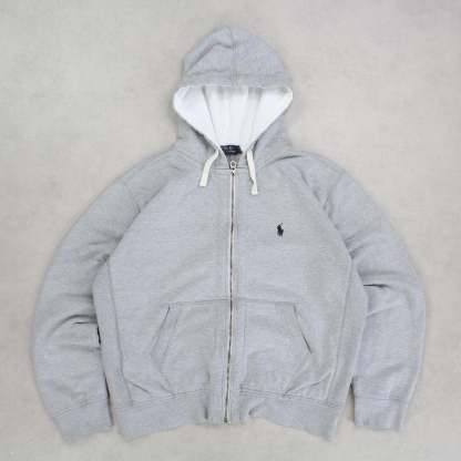 2000s Ralph Lauren Zip Hoodie Grey - (M)