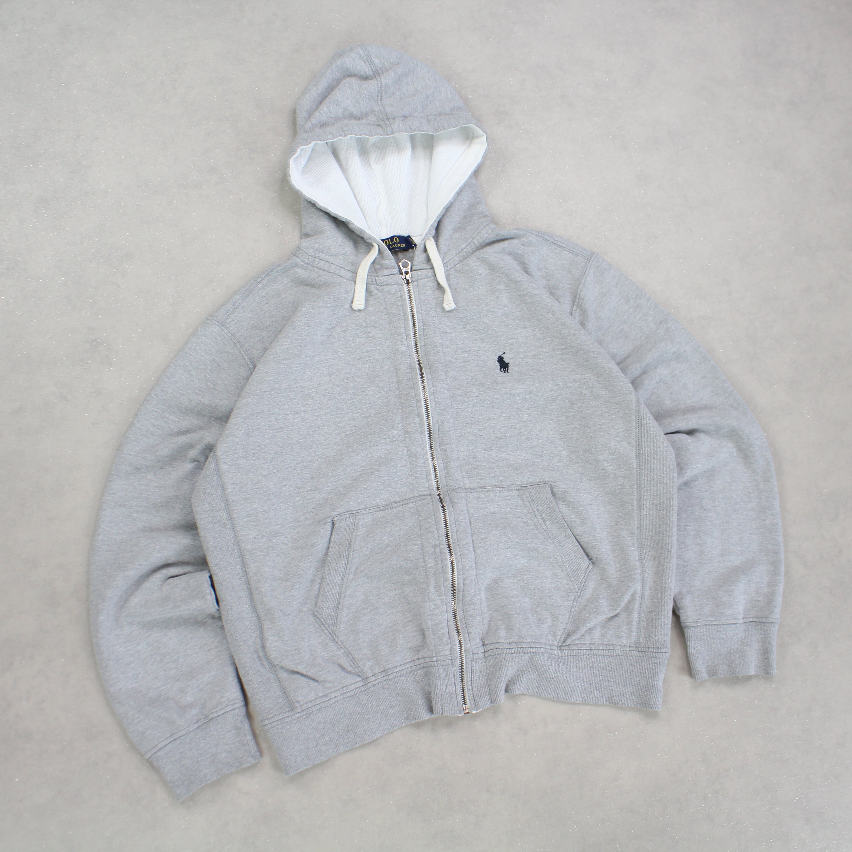 2000s Ralph Lauren Zip Hoodie Grey - (M)