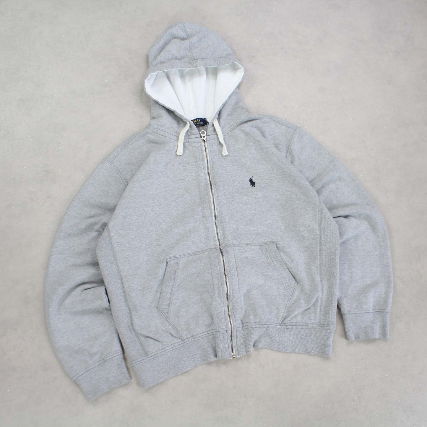 2000s Ralph Lauren Zip Hoodie Grey - (M)