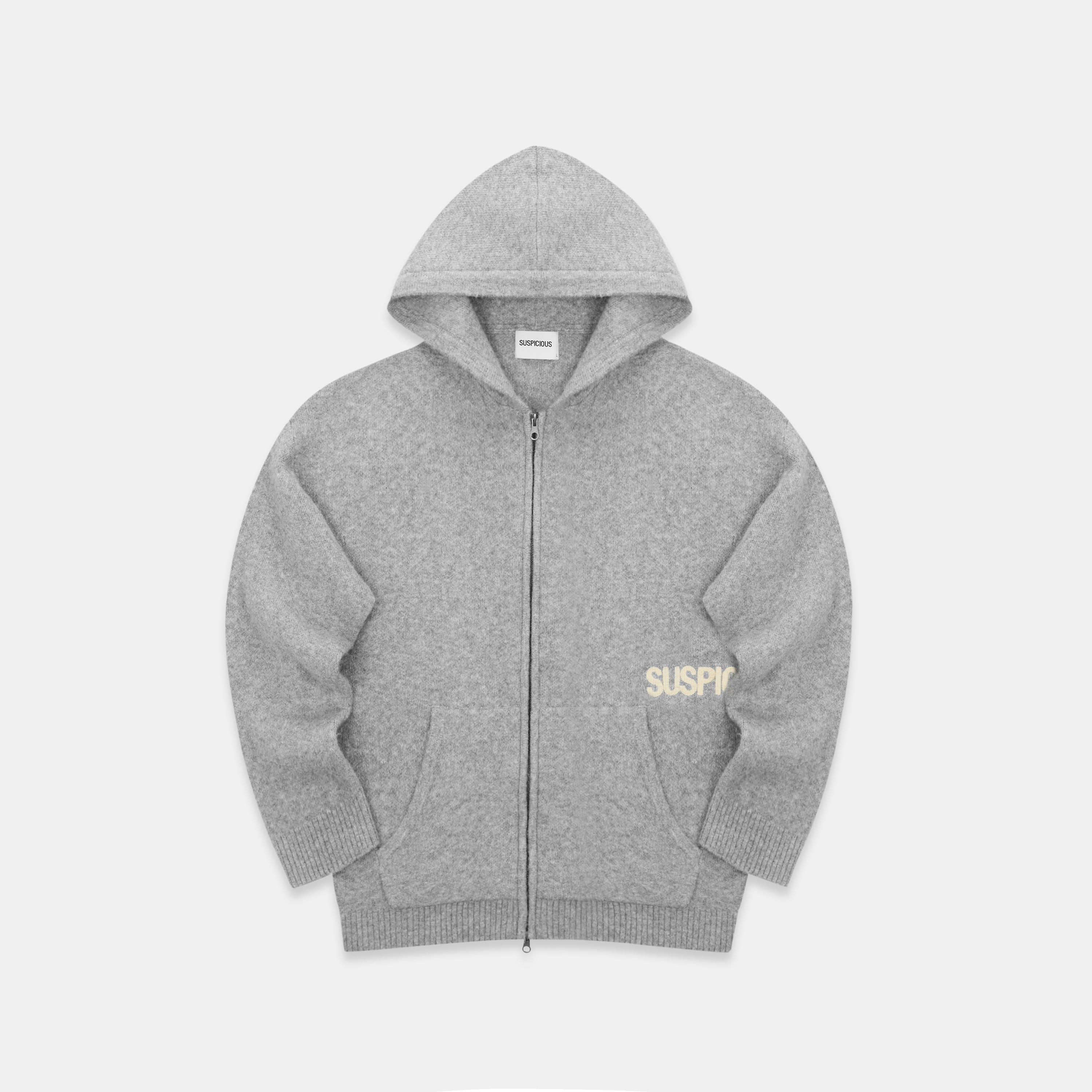 Winter1 / Core Knitted Zipped Hoodie - Heather Grey