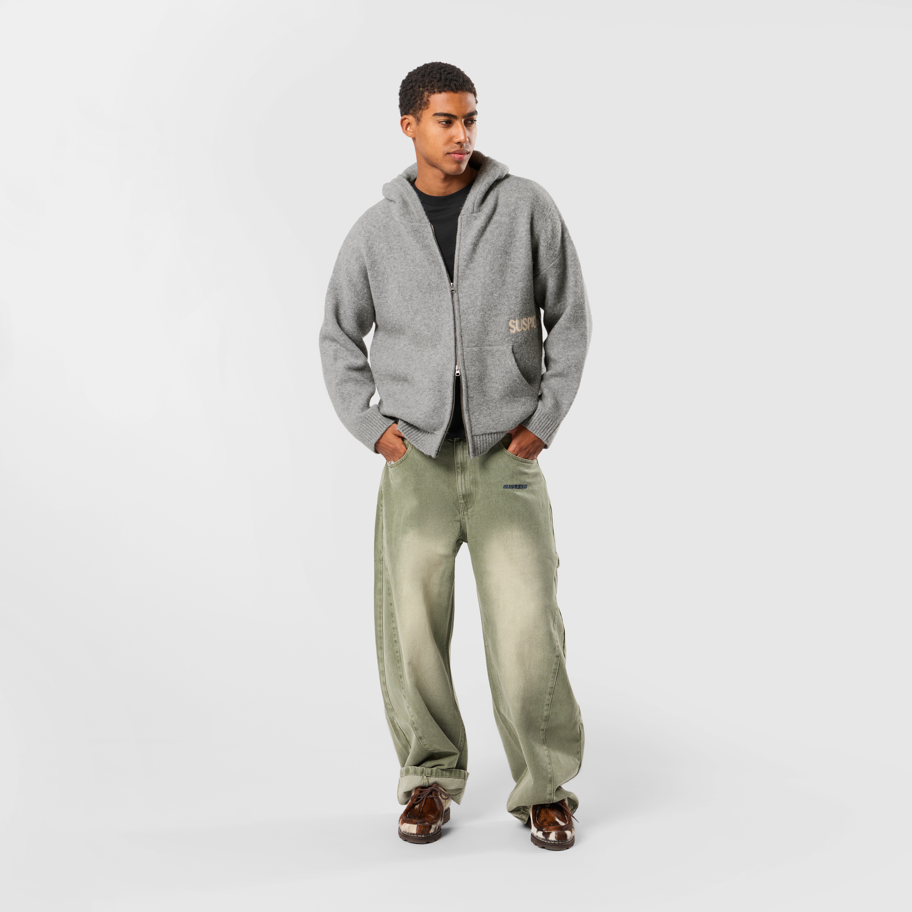 Winter1 / Core Knitted Zipped Hoodie - Heather Grey