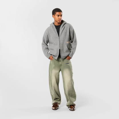 Winter1 / Core Knitted Zipped Hoodie - Heather Grey