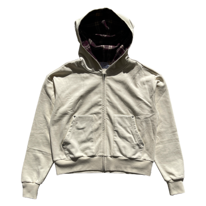 LAZY PLAID ZIP UP HOODIE