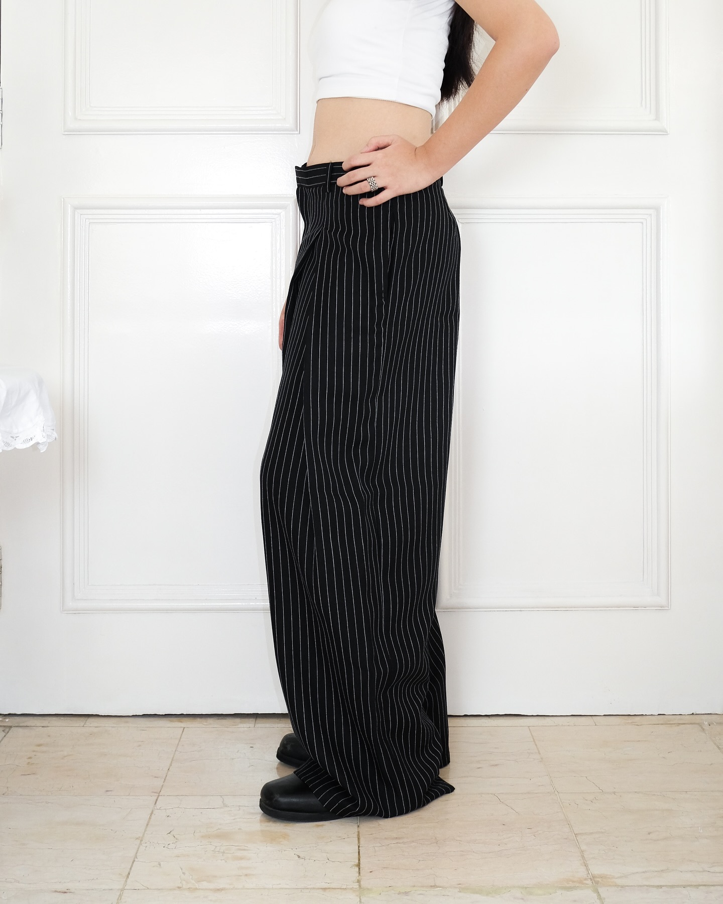 STRIPED DOUBLE PLEATED TROUSERS