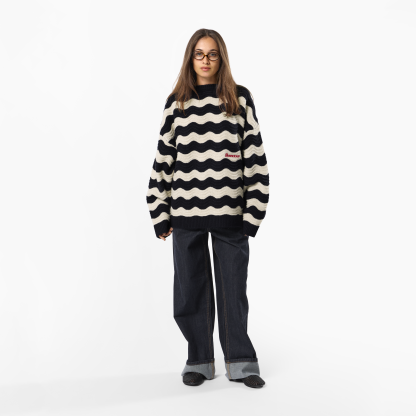 Winter3 / Essentials Knitted Wavy Sweat - Nightfall